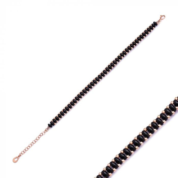 Black Woven Bead Bracelet