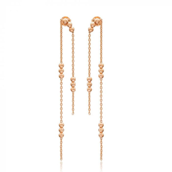 Beaded Thread Earrings (Rhodium)