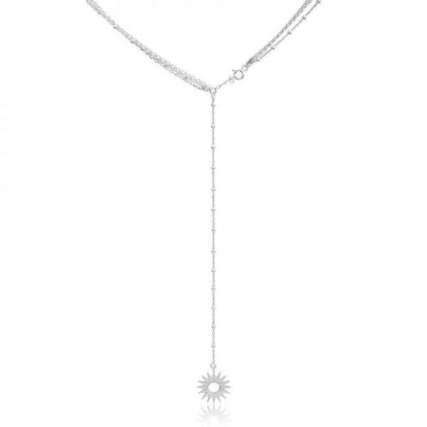 3 Layered Beaded Necklace (Rhodium)